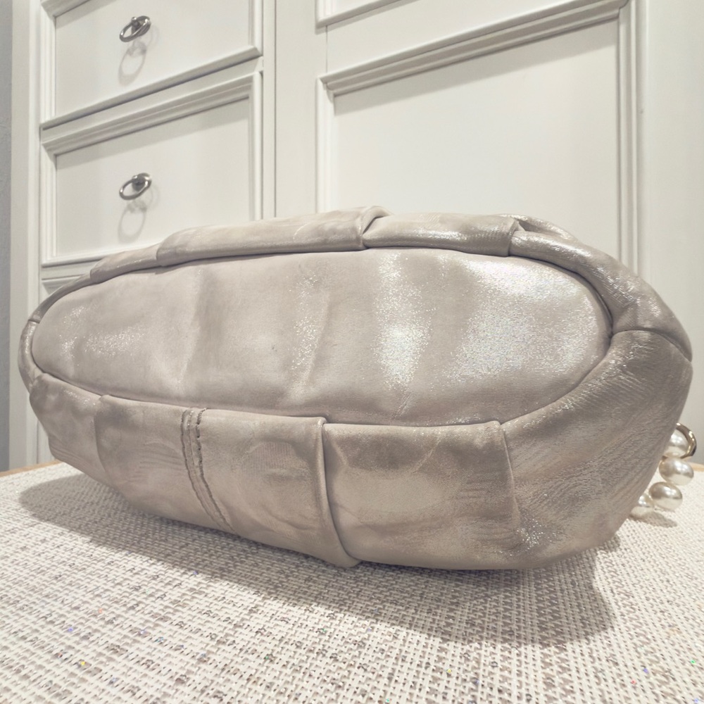 ✨🎀 Coach Madison Sophia Shimmery Champagne Gold Pleated Whipstitch Satchel Bag - Picture 10 of 17